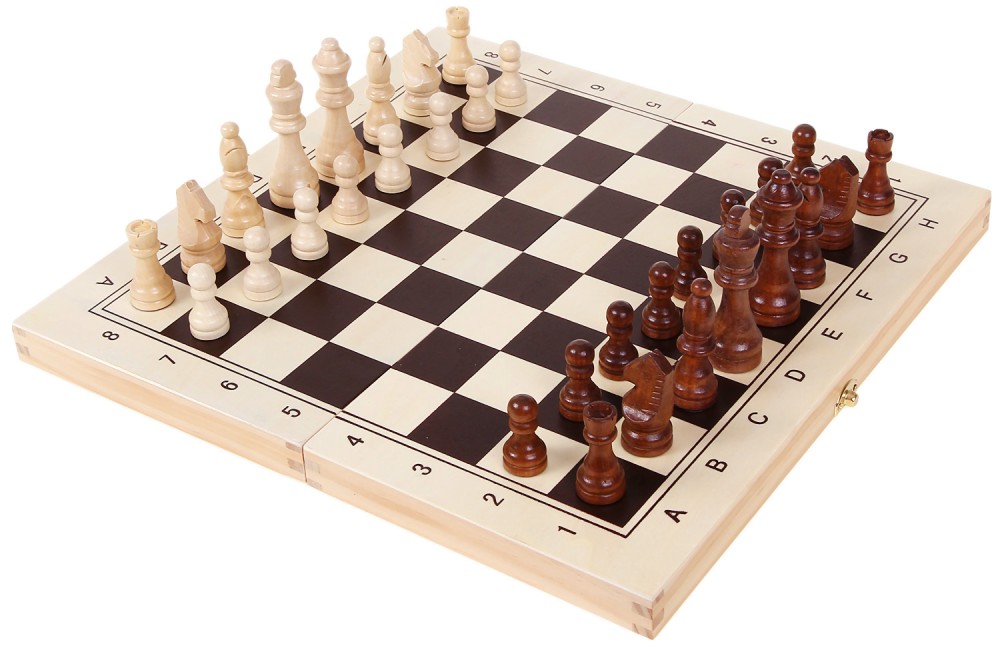Шах, дама и табла - Комплект дървени настолни игри от серията "Smart" - игра