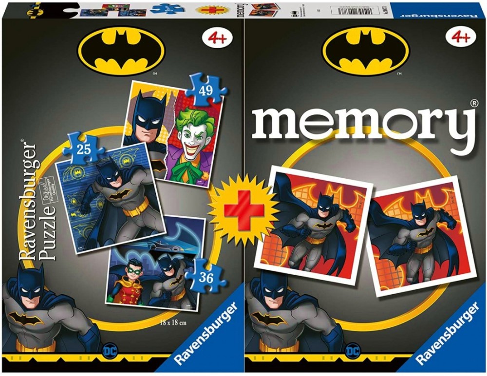 Батман - Комплект от 3 пъзела и мемо игра - игра