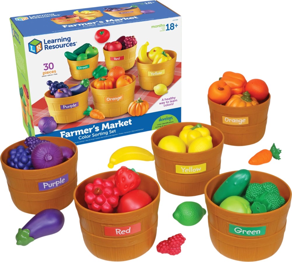 Фермерски пазар Learning Resources Фермерски пазар Learning Resources - 30 части, за сортиране по цвят - игра