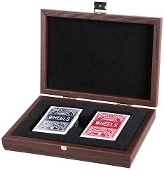 Карти за игра - Две тестета в луксозна кутия от орехово дърво - игра