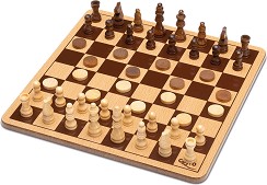 Шах и дама - Kомплект за игра в метална кутия - игра