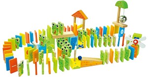 Домино ефект - Жабчета - Детски дървен комплект за игра - игра