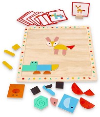 Магнитен танграм - Животни - Детска дървена образователна игра - игра