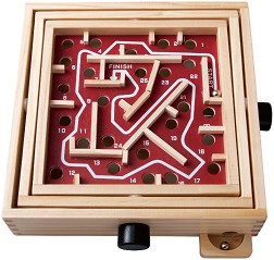 Лабиринт с 25 дупки - Дървена логическа игра - игра
