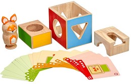 Дървена образователна игра - Lucy & Leo Хитра Лисана - Комплект с карти и фигурки - игра