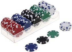Чипове за покер - 100 броя - Комплект с поставка за съхранение - продукт