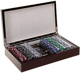 Комплект за покер с 300 чипа - В луксозна дървена кутия - Las Vegas - игра